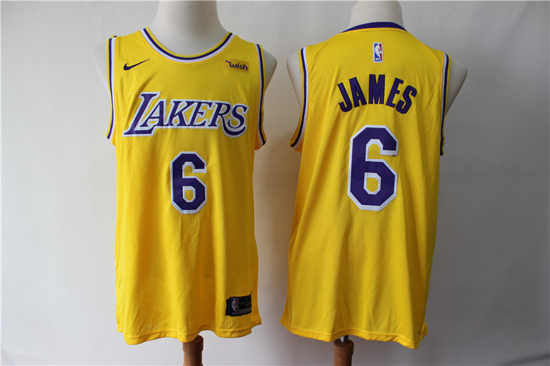 Men Los Angeles Lakers #6 James yellow game NBA Nike Jerseys->los angeles lakers->NBA Jersey